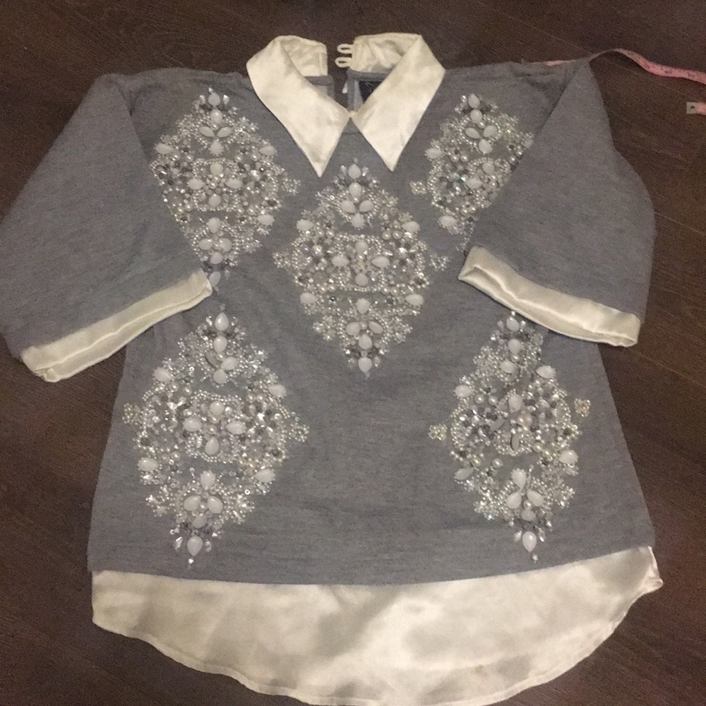 ASOS embellished beaded collared sweater